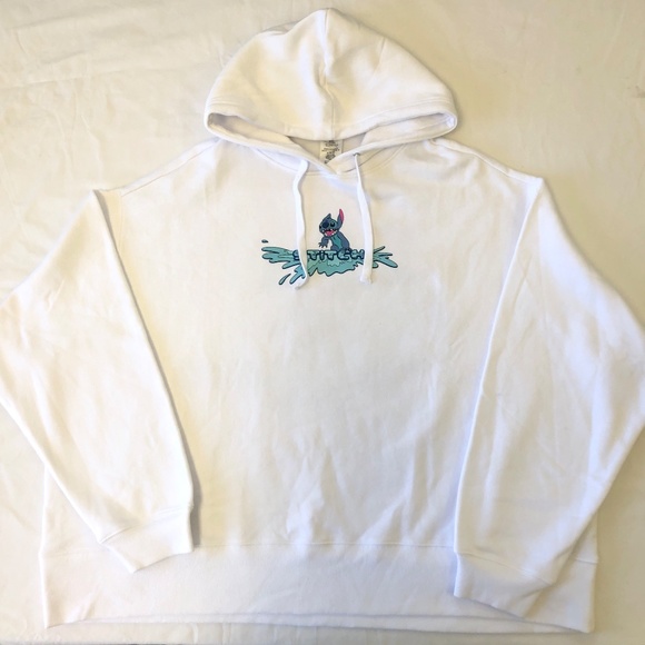 Disney Tops - Disney Parks Surfing Stitch Hoodie Pullover Sweatshirt White - NEW